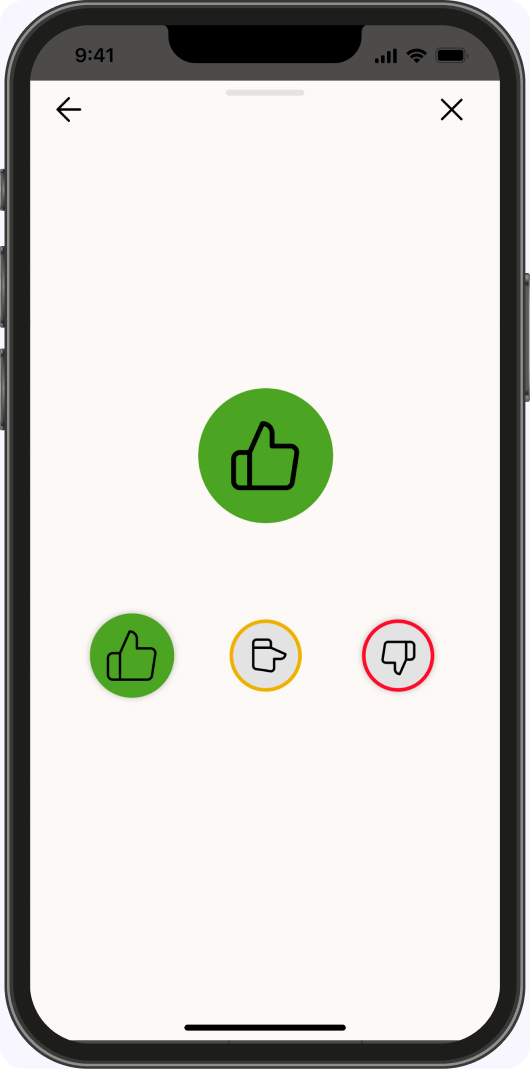 Independo Calendar thumbs feedback screen